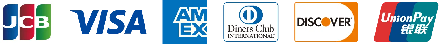 VISA、JCB、AMERICAN EXPRESS、Diners Club、DISCOVER、銀聯